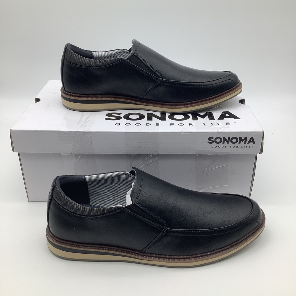 Sonoma Zollino Black Slip On Loafer‎ Comfort Foam Insole Mens Shoes New
